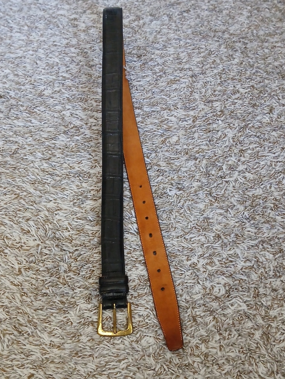 Brighton Sz 36 Embossed Calfskin On Saddle Leather Belt Gold Buckle Crafted USA